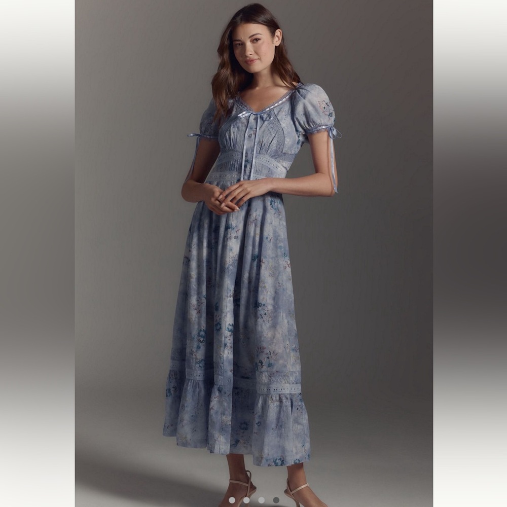 Anthropologie Short-Sleeve Button-Front Midi Dress size XL